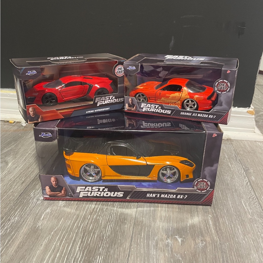 Fast & Furious Kids Toy Cars Set - Red, Orange, and Yellow